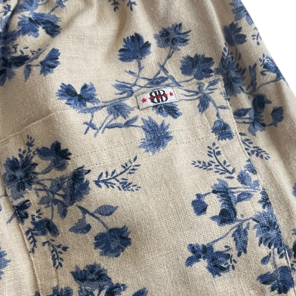 Vintage 90s Bill Blass High Rise Shorts Floral Print Linen Cotton Size Medium M - Picture 4 of 7